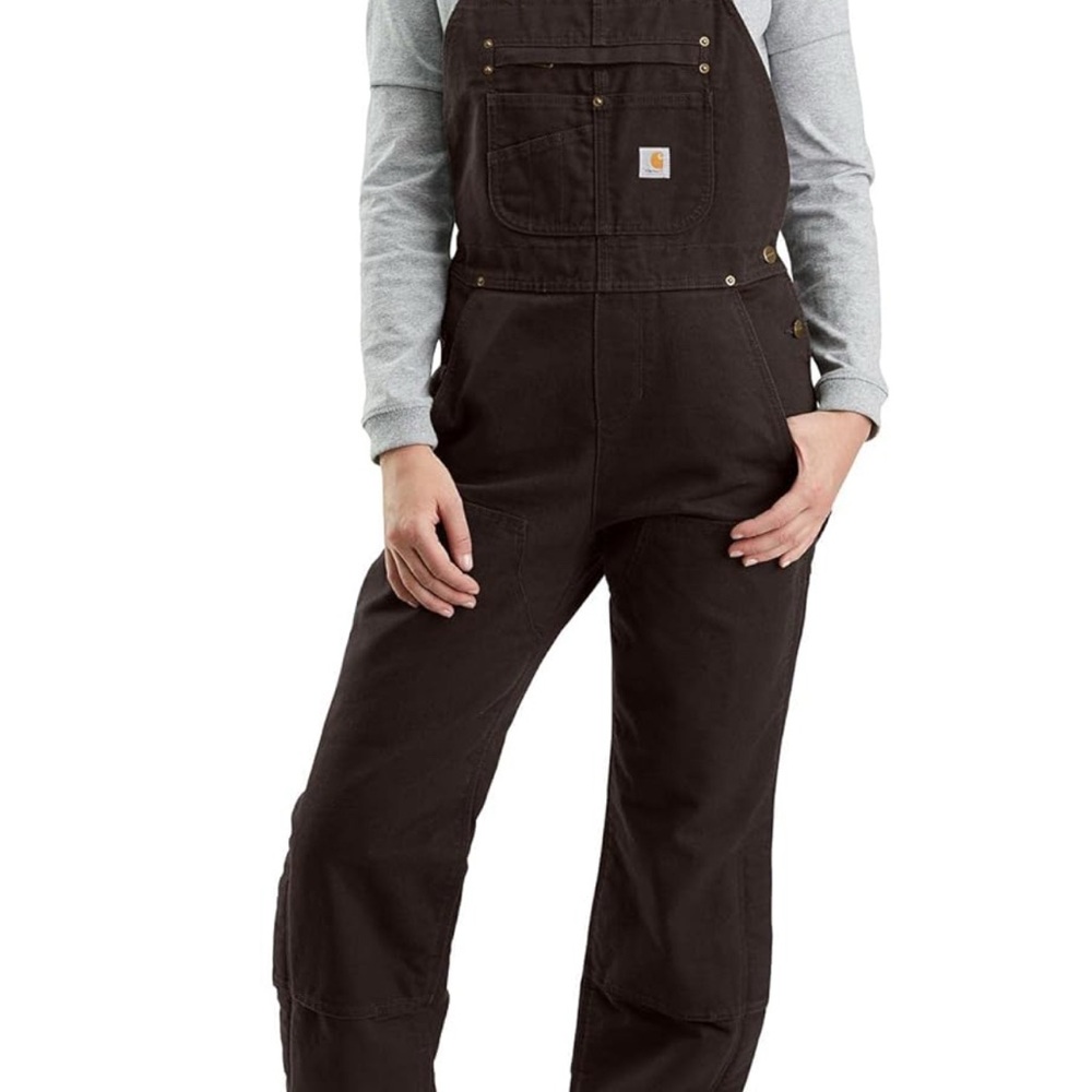 Carhartt Women’s Quilt Lined  Washed Duck Bib Overalls XXL Short Dark Brown